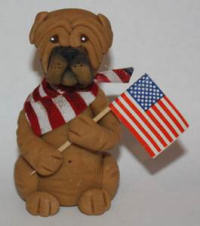 Cecile Baird Shar-Pei with Flag